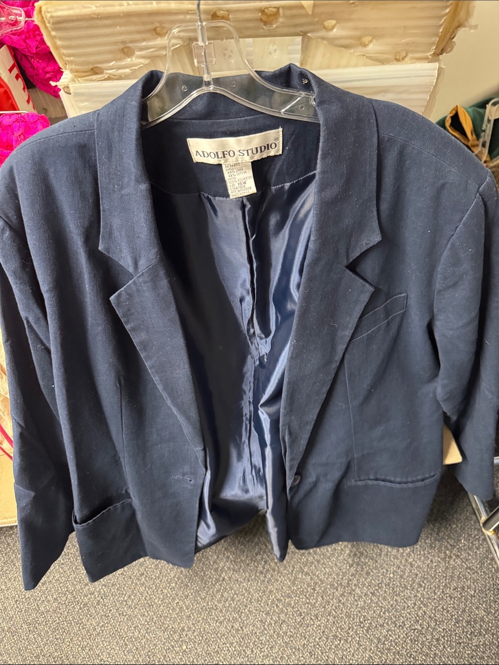 Vintage Adolfo studio linen blend blazer 16W // 082867